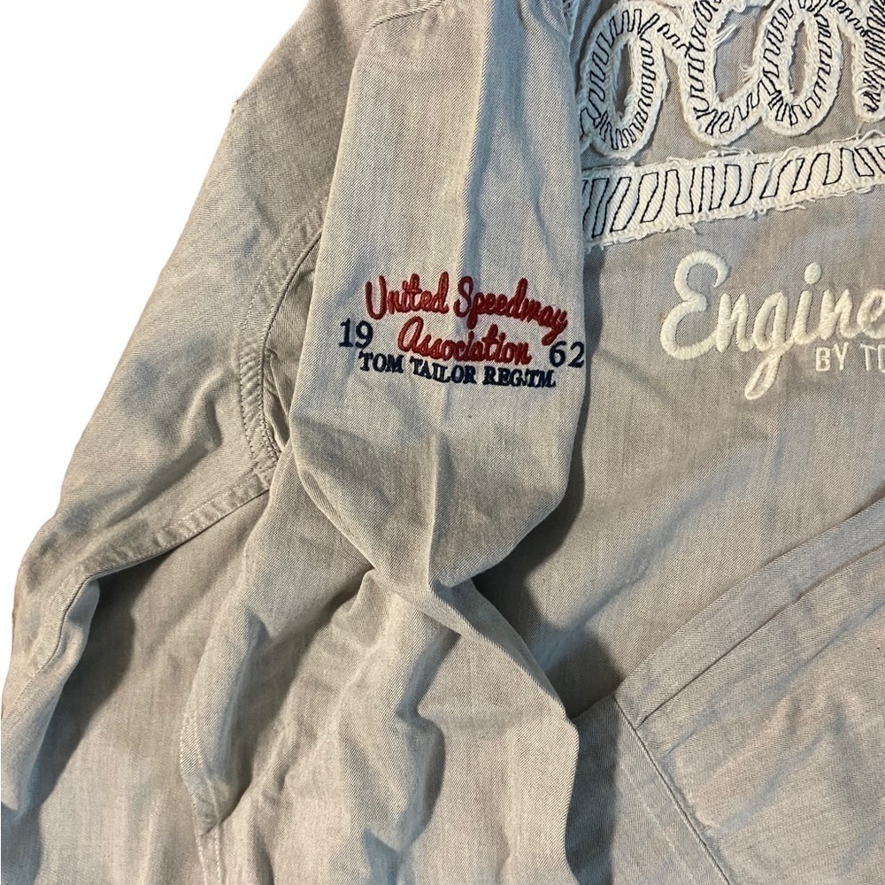 Tom Tailor Motors Engineering Gray Biker Thick Shirt Size Men’s Large Race Car - Picture 13 of 16